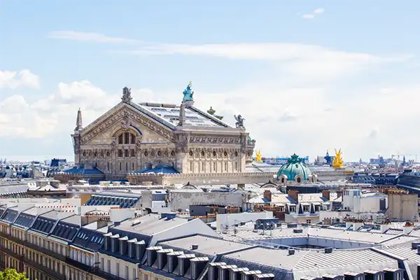 The Opera Garnier of Paris and city roofs, France